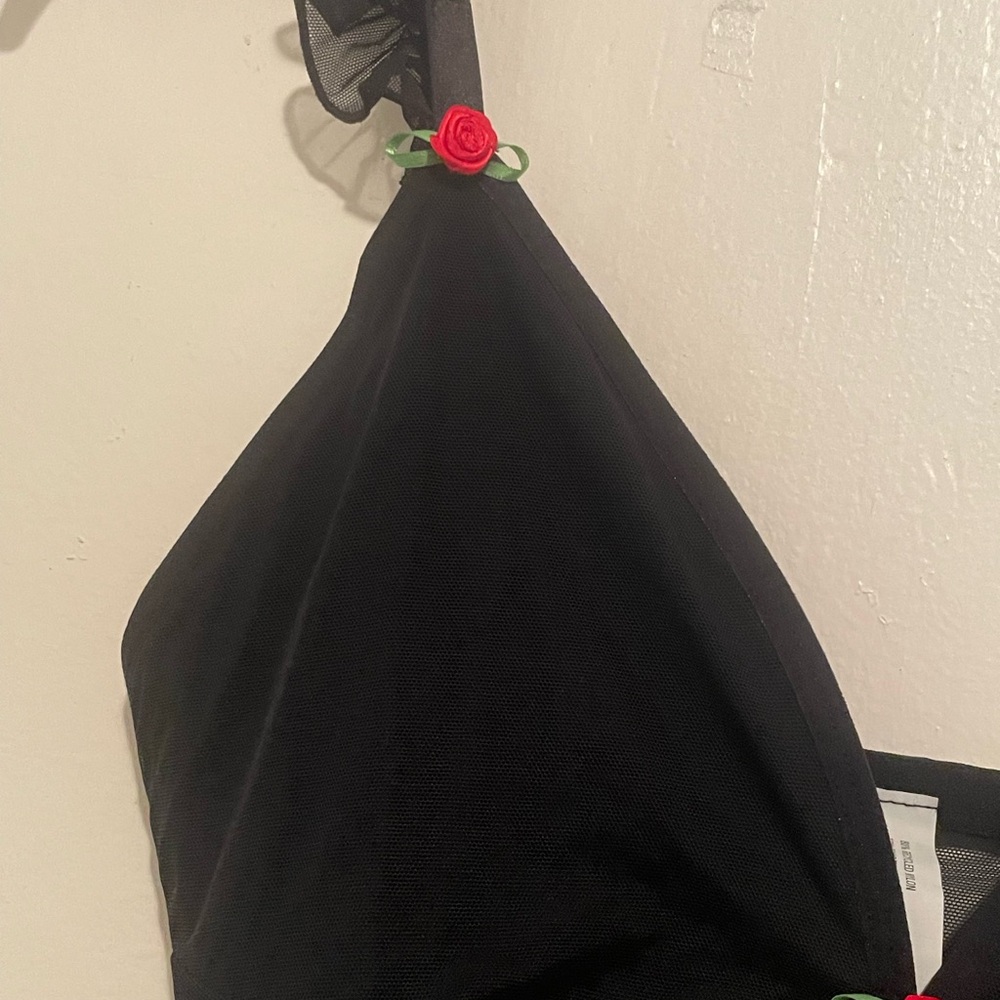 Black Sheer Bodysuit with Rose Accents - Picture 6 of 6